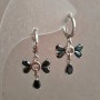 Xuping Rhodium Earrings with Black Crystals, diameter 14mm +/-, thickness 28mm +