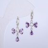 Xuping Rhodium Earrings with Lilac Crystals, diameter 14mm +/-, thickness 28mm +