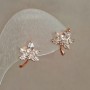 Xuping Leaf Stud Earrings 18K Gold Plated with White Rhinestones and Crystals, diameter 15x10mm +