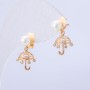 Xuping Umbrella Stud Earrings, 18K Gold Plated with White Rhinestones and a Bead, diameter 18x10mm +