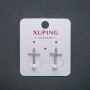 Xuping Cross Stud Earrings, Rhodium Plated with White Rhinestones and a Bead, diameter 18x10mm +