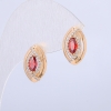 Xuping Earrings, 18K Gold Plated with White Rhinestones and a Red Crystal, diameter 15x10mm +