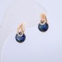 Xuping Earrings 18K Gold Plated with White Rhinestones and Blue Crystal, diameter 15x8mm +