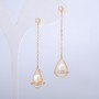 Xuping Stud Earrings 18K Gold Plated with White Rhinestones and Bead, diameter 10.5mm + -, length 50mm +