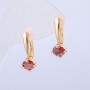 Xuping Earrings, 18K Gold Plated with a Red Crystal, diameter 22x8mm +