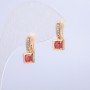 Xuping Earrings, 18K Gold Plated with White Rhinestones and a Red Crystal, diameter 16x7mm +