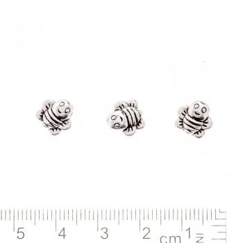 Bead Findings "Crazy Bee" 8x9mm, Hole Diameter 1.5mm, Silver Metal Colour, Pack 20g (+/- 31 pcs)
