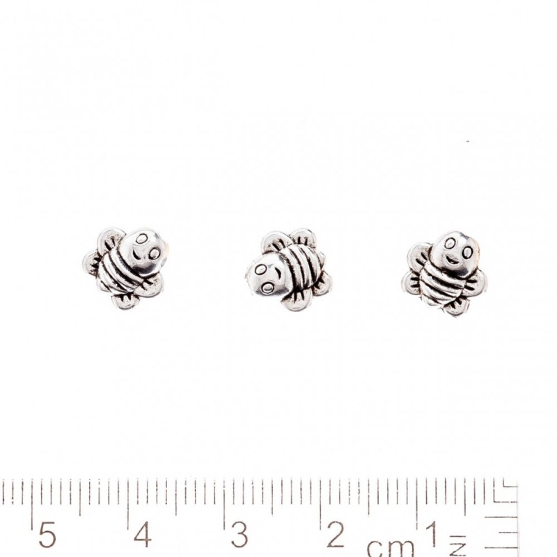 Bead Findings "Crazy Bee" 8x9mm, Hole Diameter 1.5mm, Silver Metal Colour, Pack 20g (+/- 31 pcs)