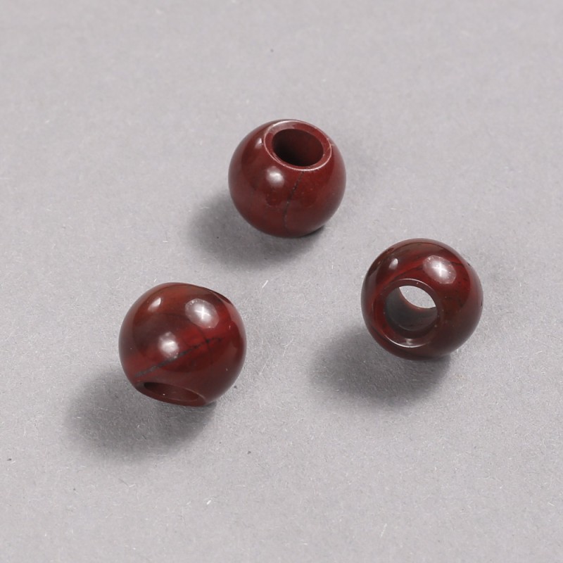 Pandora-Style Bead, Natural Red Jasper, 12x10mm, hole diameter 5mm +