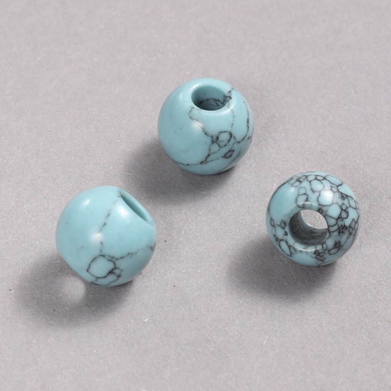 Pandora Bead Turquoise 14x12mm +/-, hole diameter 5.5mm +