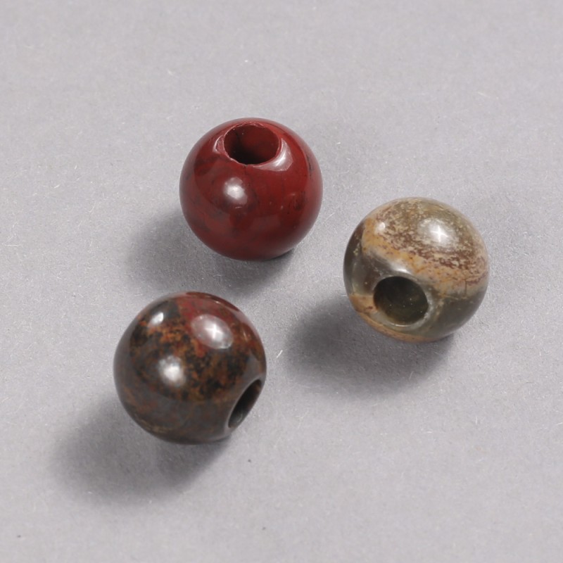Pandora Bead Natural Stone Red Jasper 14x12mm + -, hole diameter 5.5mm +