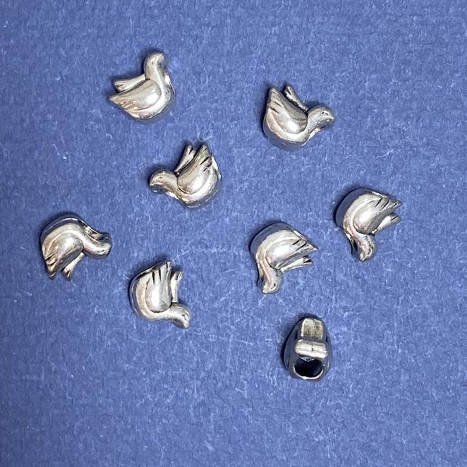 Pandora-Style "Dove" Bead 8x10mm, 5mm Hole, 20g Pack ±14pcs
