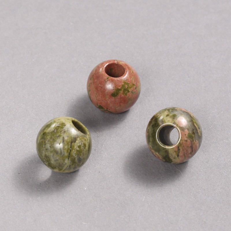 Pandora Bead Natural Stone Unakite Jasper 16x14mm + -, hole diameter 5.5mm +