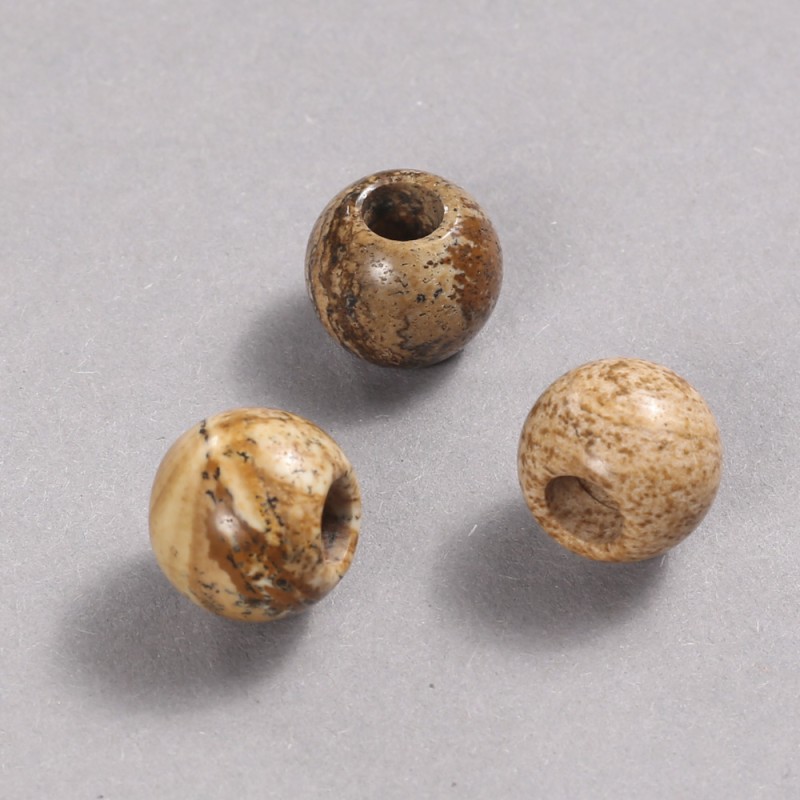 Pandora Bead Natural Stone Picture Jasper 16x14mm + -, hole diameter 5.5mm +