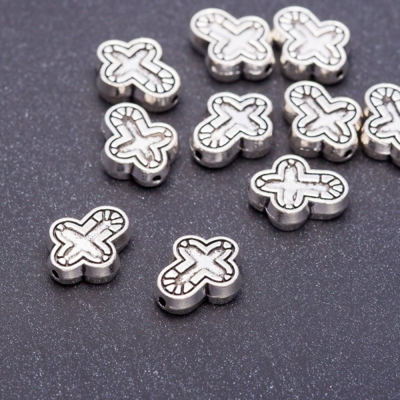 Bead Findings Cross 14x12mm, Hole Dmm, Silver Metal Colour, Pack 20g (+/- 10 pcs)