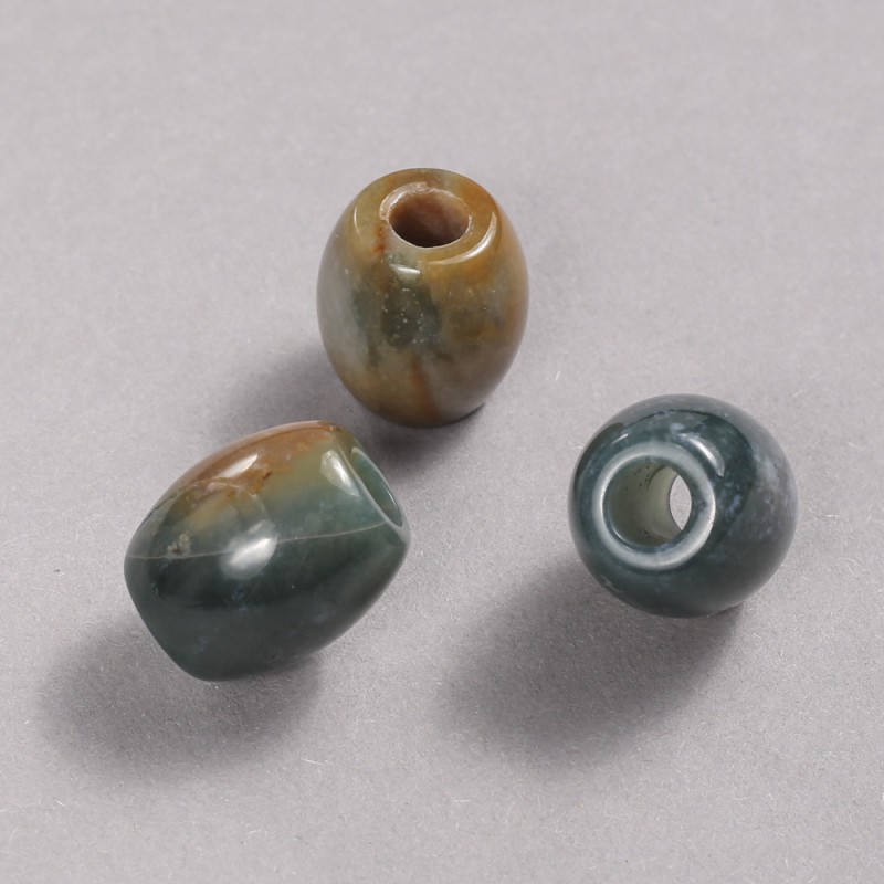 Pandora Bead made from Green Serpentine (Jasper) natural stone 16.5x15.5mm + -, hole diameter 5.5mm +