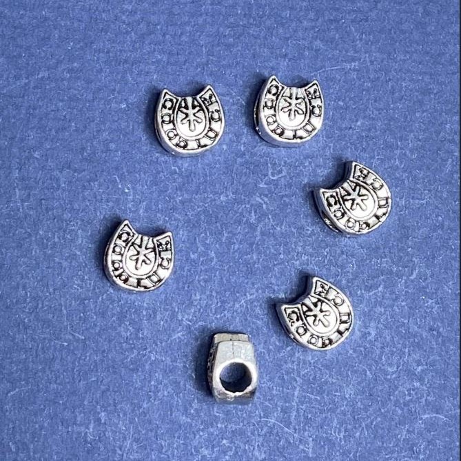 Pandora Bead Horseshoe 9x10mm, hole 5mm, packaged 20g +/- 9pcs