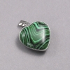 Malachite Heart Pendant in Silver-Tone Setting, 26x26mm diameter+