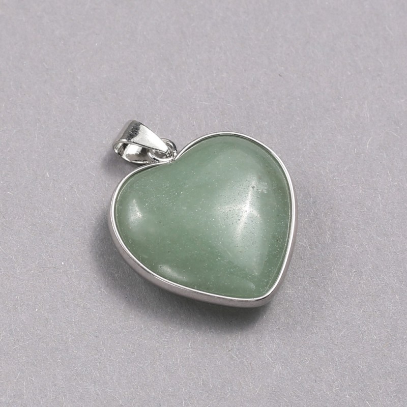 Jade Heart Pendant in Silver-Tone Setting, 26x26mm diameter+