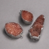 Silver-Tone Pendant with Orange Druzy Geode, 33x20mm diameter+/- assorted sizes
