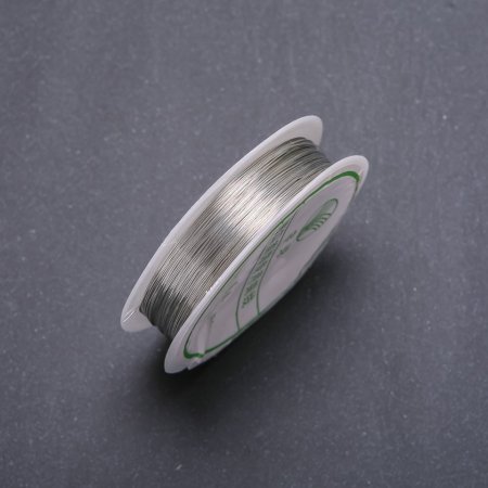 Silver-Tone Jewellery Wire, 0.2mm diameter, spool, 45m (+/-) length