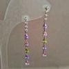 Xuping Stud Earrings, Rhodium with White Rhinestones and Crystals, 42mm length+