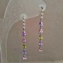 Xuping Stud Earrings, Rhodium with White Rhinestones and Crystals, 42mm length+