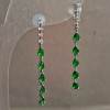 Xuping Stud Earrings, Rhodium with White Rhinestones and Green Crystals, 42mm length+