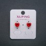 Xuping Heart Stud Earrings, 18K Gold-Plated with Red Crystal, 8mm diameter+