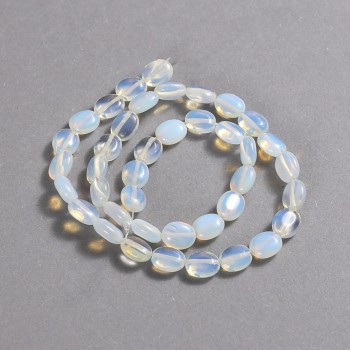 Moonstone (Synthetic) Beads on Strand, Smooth Oval, 10x8mm diameter+/-, 39cm length+