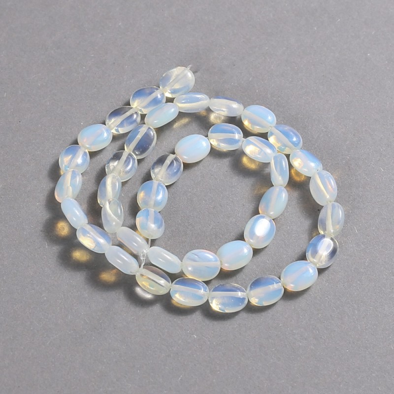 Moonstone (Synthetic) Beads on Strand, Smooth Oval, 10x8mm diameter+/-, 39cm length+