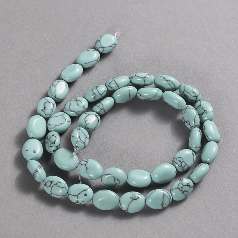 Turquoise Beads, Smooth Oval, 10x8mm diameter+/-, 39cm length+