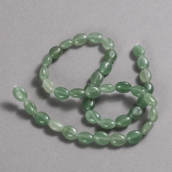 Beads on Thread Natural Stone Nephrite Smooth Oval, diameter 10x8mm +/-, length 39cm +