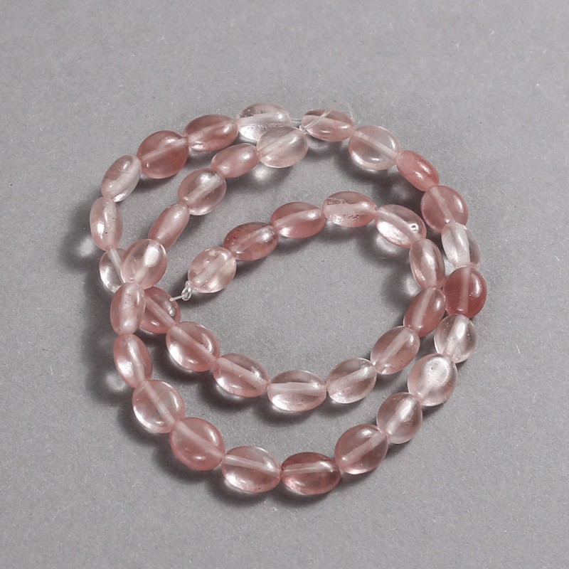 Beads on Thread Natural Stone Chalcedony Smooth Oval, diameter 10x8mm +/-, length 39cm +