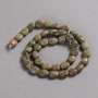 Beads on Thread Natural Stone Jasper Heliotrope Unakite Smooth Oval, diameter 10x8mm +/-, length 39cm +