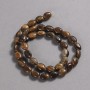 Beads on Thread Natural Stone Tiger's Eye Smooth Oval, diameter 10x8mm +/-, length 39cm +