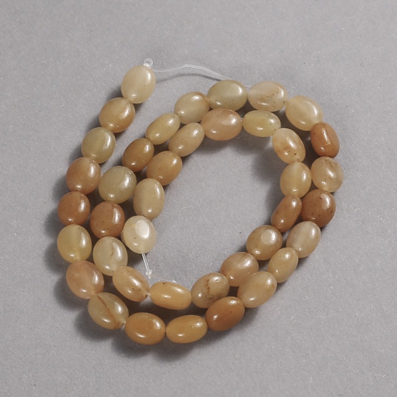 Beads on Thread Natural Stone Yellow Agate Smooth Oval, Diameter 10x8mm +/-, Length 39cm +