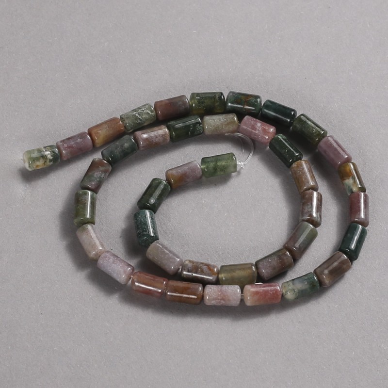 Beads on Thread Natural Stone Multicolour Jasper Smooth Cylinder, diameter 10x6mm +/-, length 41cm +