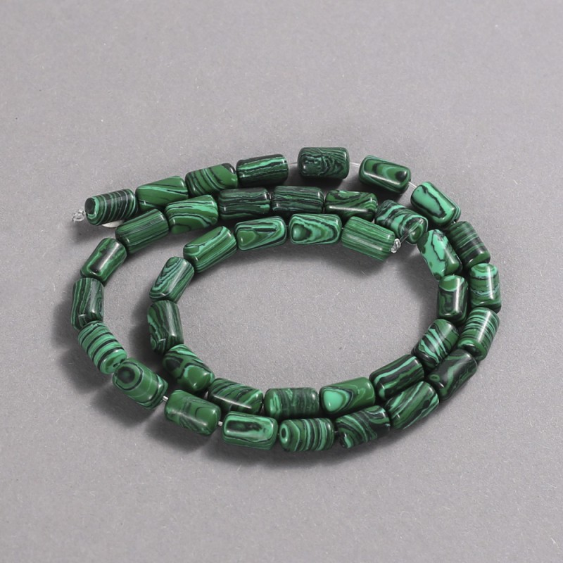 Beads on Thread Malachite (pressed) Smooth Cylinder, diameter 10x6mm +/-, length 41cm +