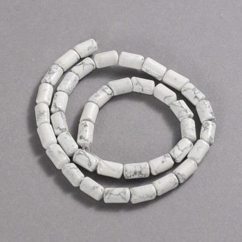 Cacholong Natural Stone Beads on Thread, Smooth Cylinder, Diameter 10x6mm +/-, Length 41cm+