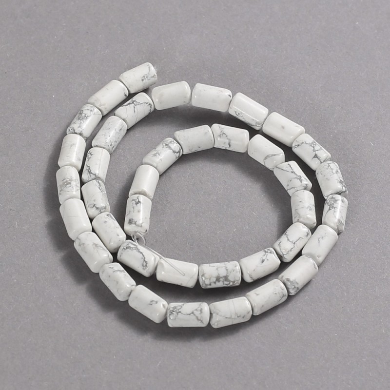 Cacholong Natural Stone Beads on Thread, Smooth Cylinder, Diameter 10x6mm +/-, Length 41cm+
