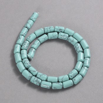 Turquoise Beads Smooth Cylinder, Diameter 10x6mm +/-, Length 41cm+