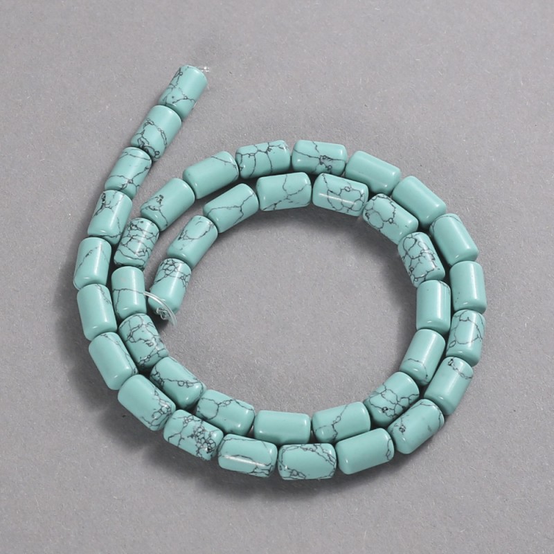 Turquoise Beads Smooth Cylinder, Diameter 10x6mm +/-, Length 41cm+