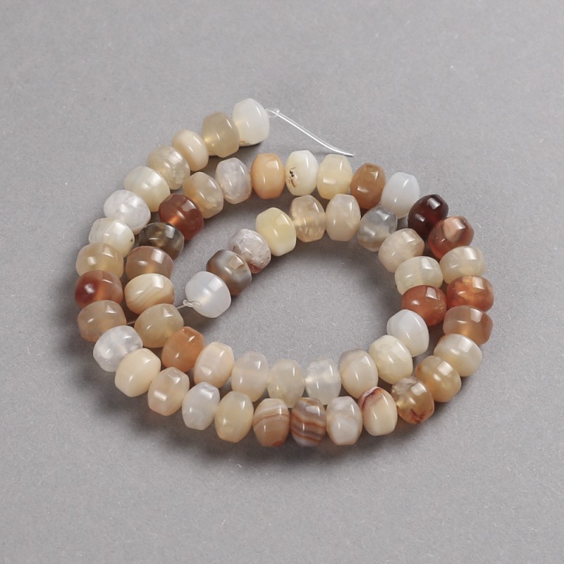 Natural Stone Carnelian Beads on Thread, Smooth Rondelle, Diameter 9x7mm +/-, Length 39cm+