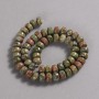 Natural Stone Jasper Heliotrope Unakite Beads on Thread, Smooth Rondelle, Diameter 9x7mm +/-, Length 39cm+