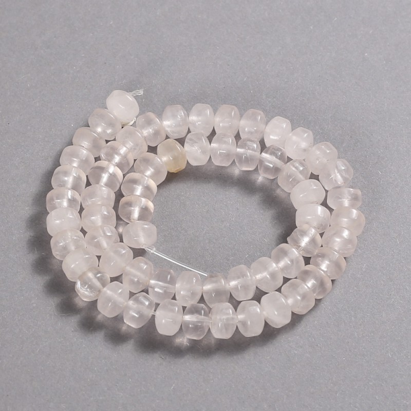 Rose Quartz Natural Stone Beads on Thread, Smooth Rondelle, Diameter 9x7mm +/-, Length 39cm+