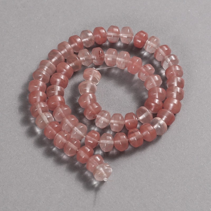 Chalcedony Natural Stone Beads on Thread, Smooth Rondelle, Diameter 9x7mm +/-, Length 39cm+