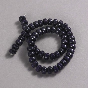 Aventurine Blue Sand Night of Cairo (Synthetic) Beads on Thread, Smooth Rondelle, Diameter 9x7mm +/-, Length 39cm+