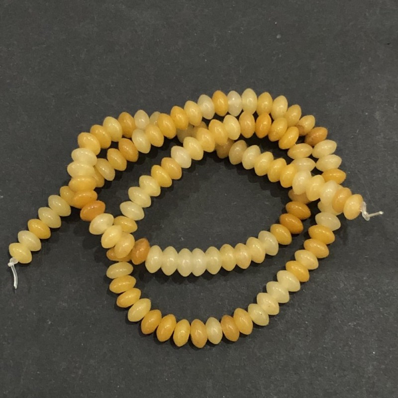 Natural Stone Beads on a Thread Yellow Agate Smooth Rondelle, diameter 6x3mm +/-, length 39cm +