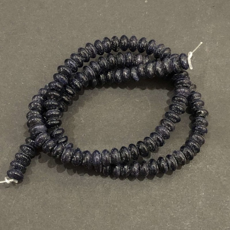 Beads on a Thread Blue Sand Aventurine Night of Cairo Smooth Rondelle, diameter 6x3mm +/-, length 39cm +